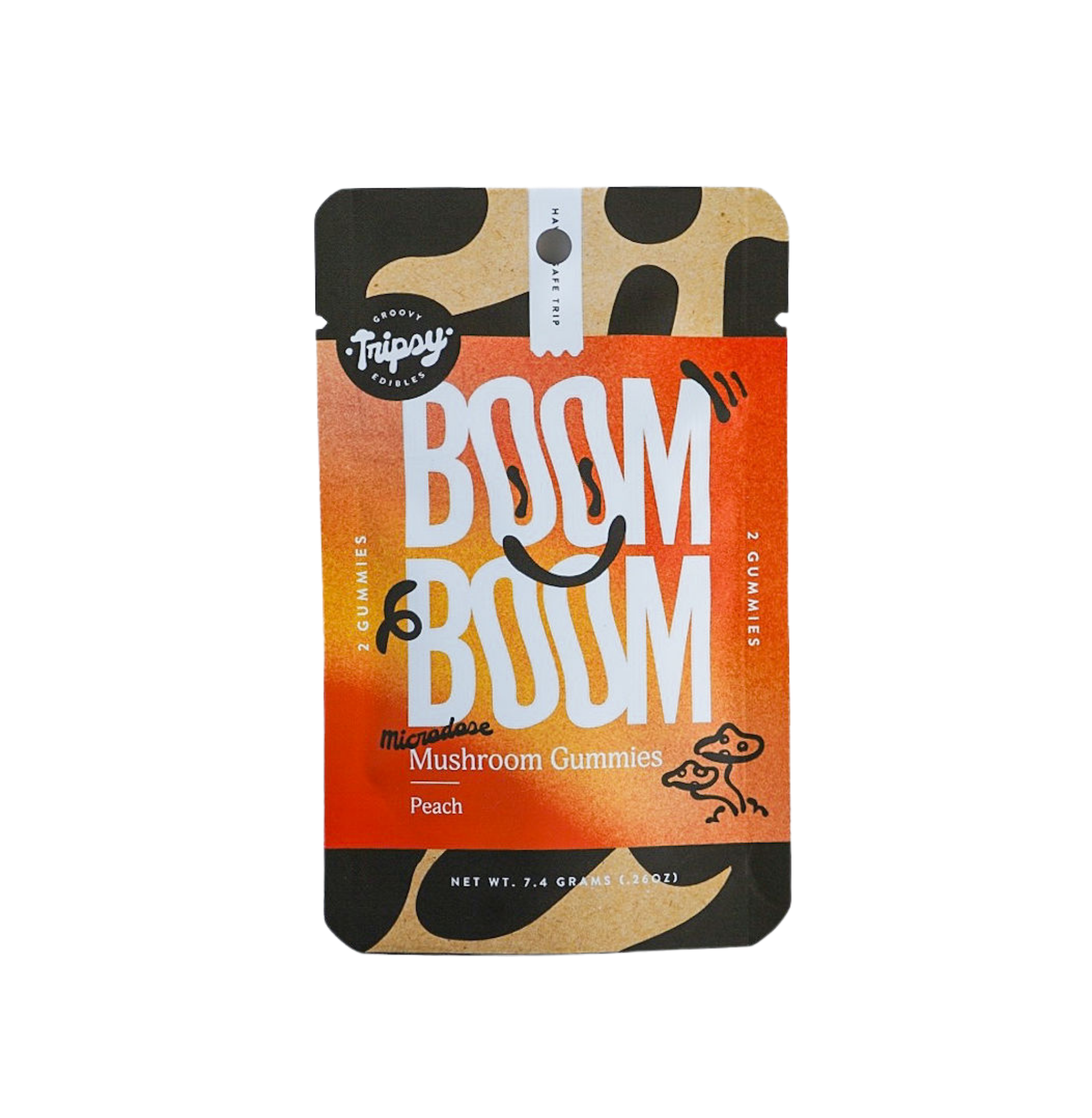 Tripsy BOOM BOOM 2ct. Microdose Mushroom Gummies, Peach