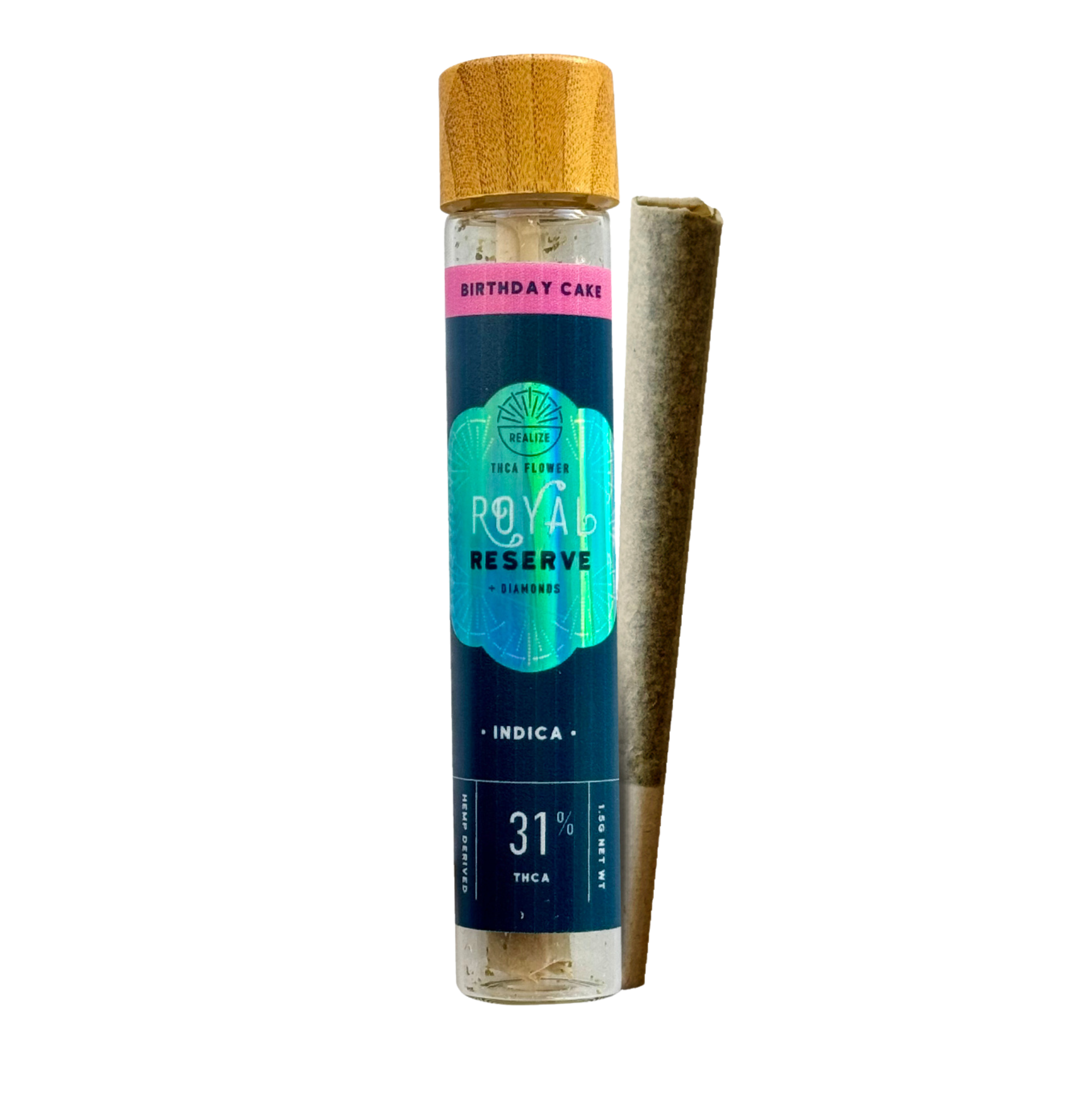 Realize Royal Reserve Pre-Roll with THCA Diamonds, Birthday Cake, 1.5g