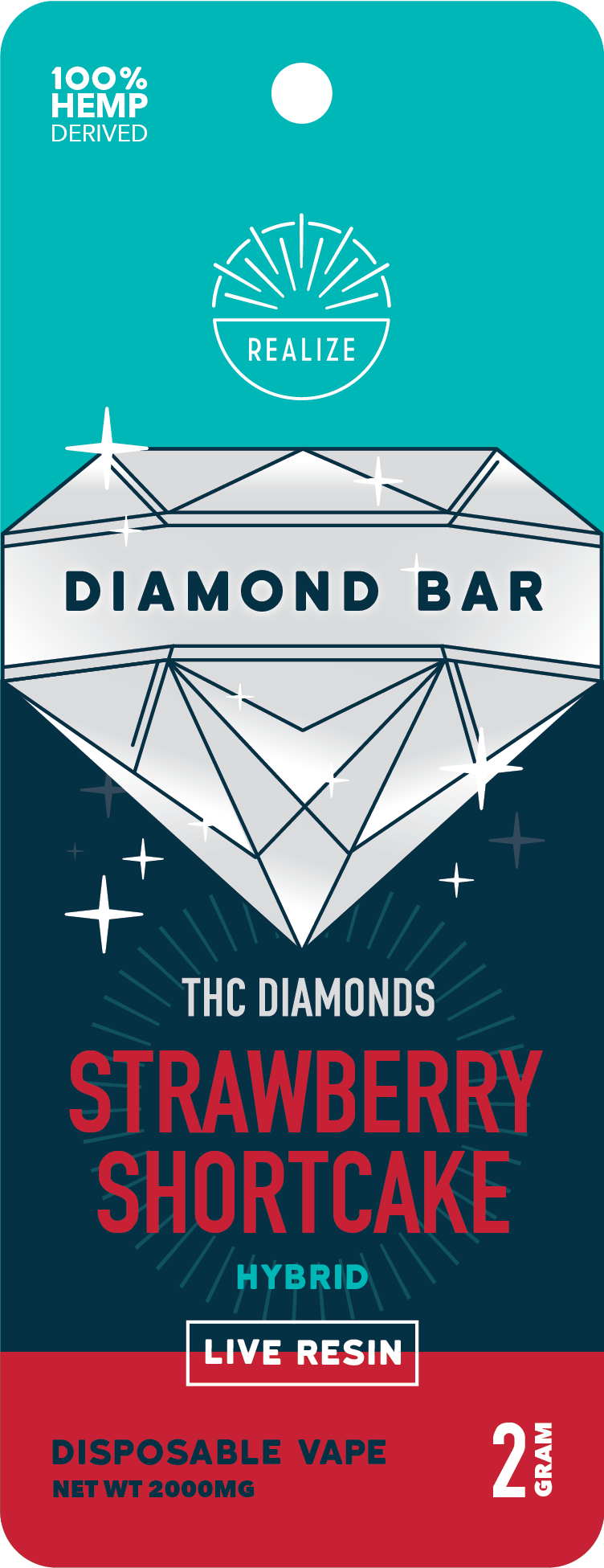 Realize Diamond Bar, Strawberry Shortcake - 2g Disposable Vape