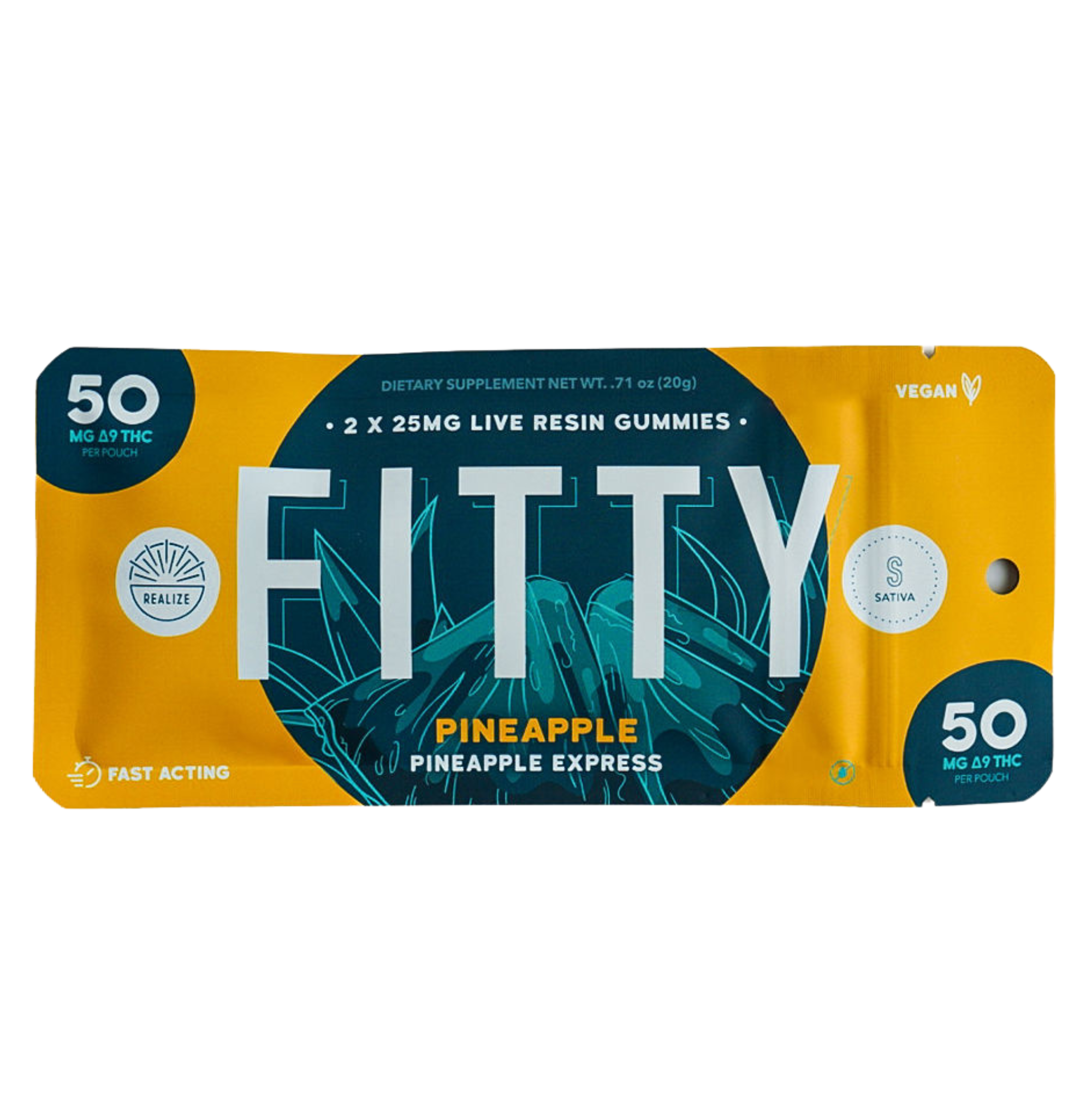 Realize DYE FREE FITTY Gummies, Pineapple - Pineapple Express