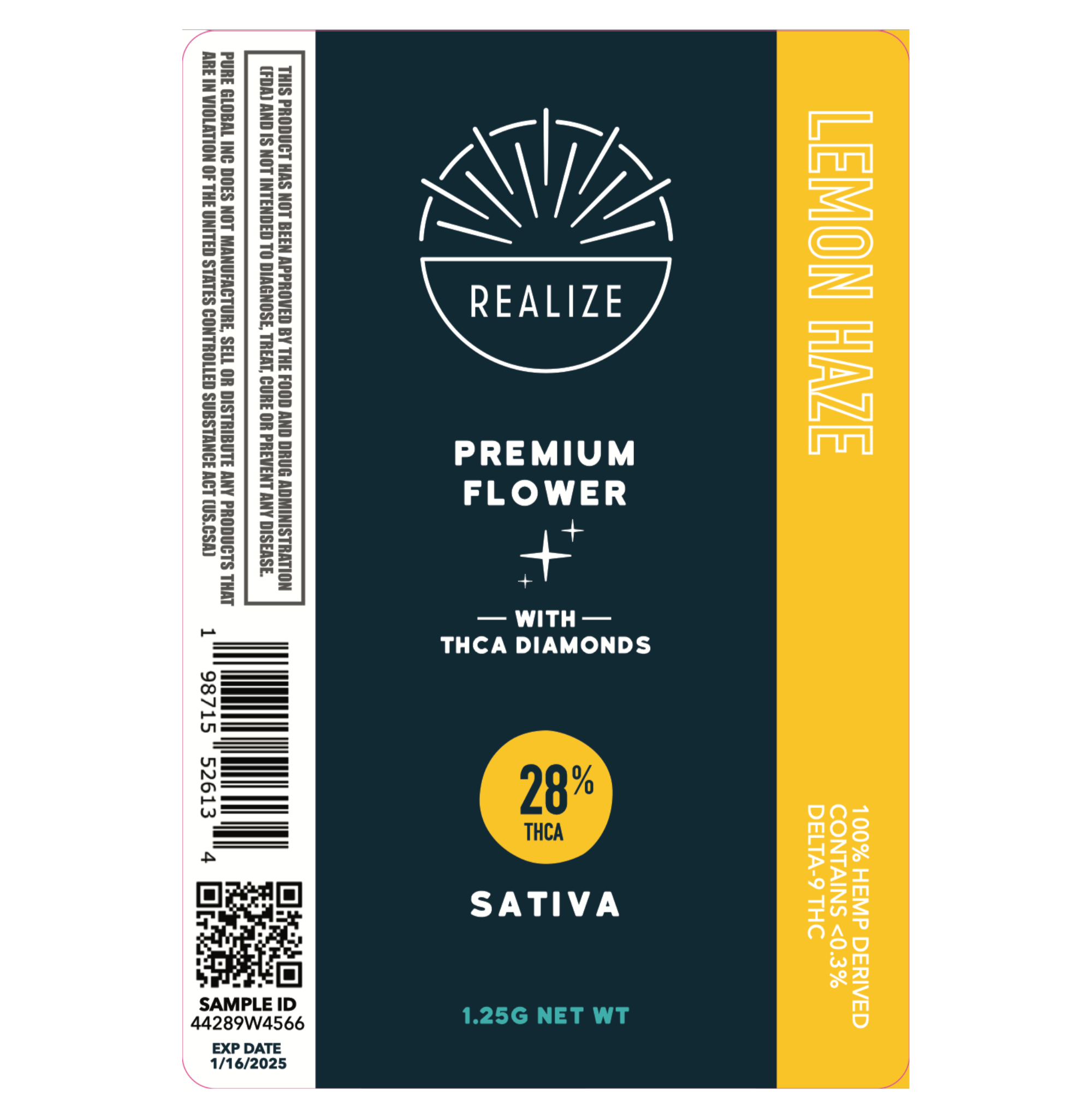 Realize Premium Flower Pre-Roll with THCA, Lemon Haze - 1.25g